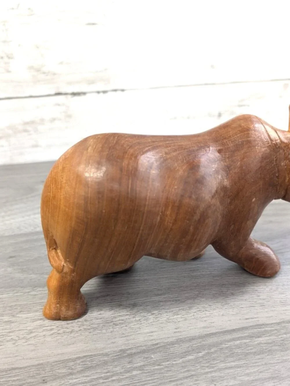 VTG Hand Carved Solid Wood Rhino-Rhinoceros figure 8
